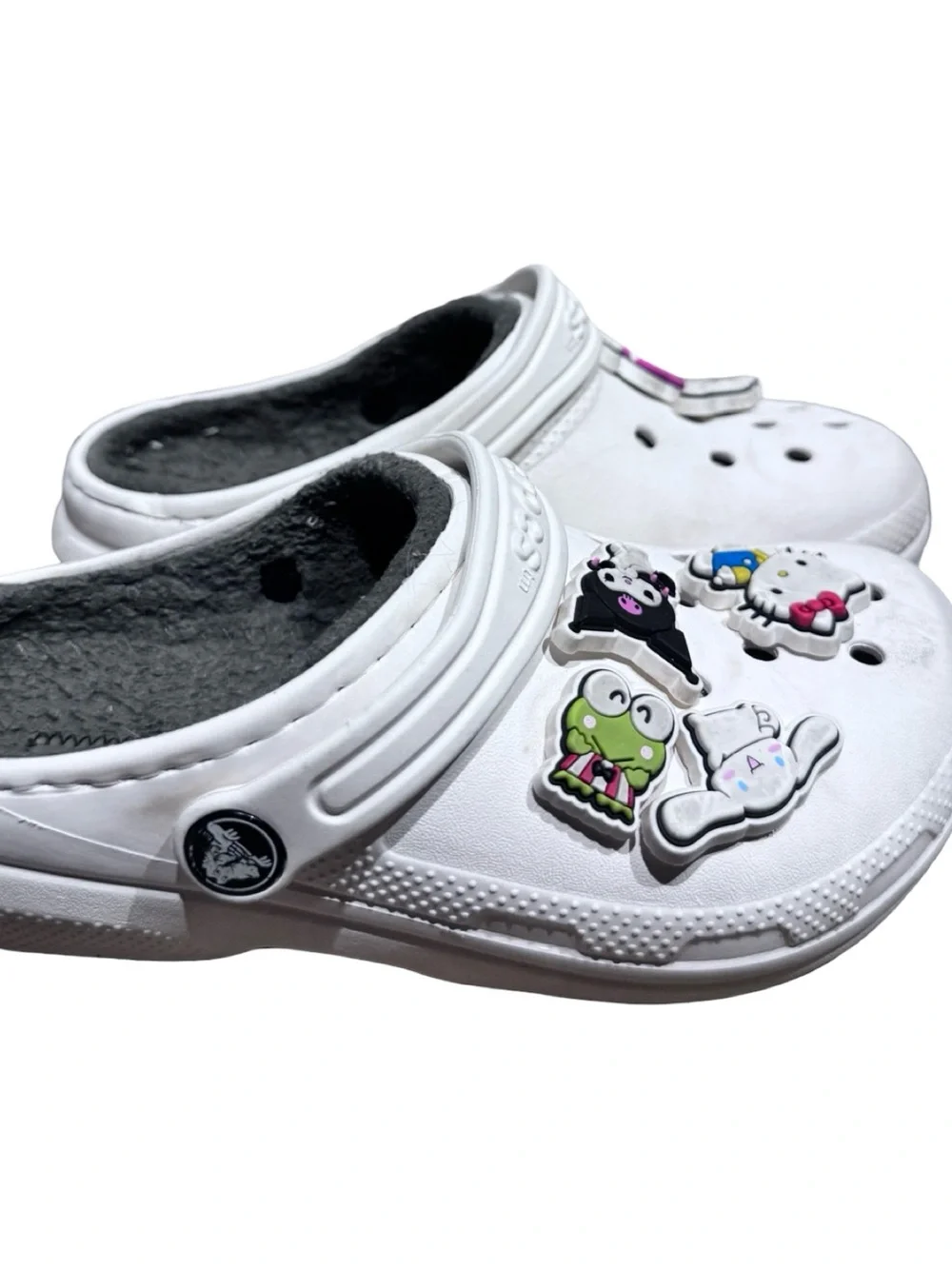 CROCS Kids White Clogs with Colorful Character Jibbitz